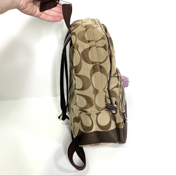 SOLD Coach Signature Brown Beige Canvas Backpack - Picture 9 of 13
